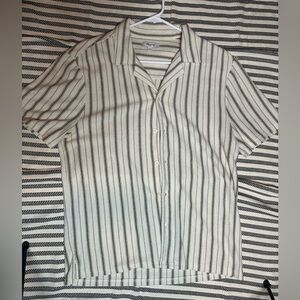 Madewell Cream and Grey Striped Button Down Shirt
